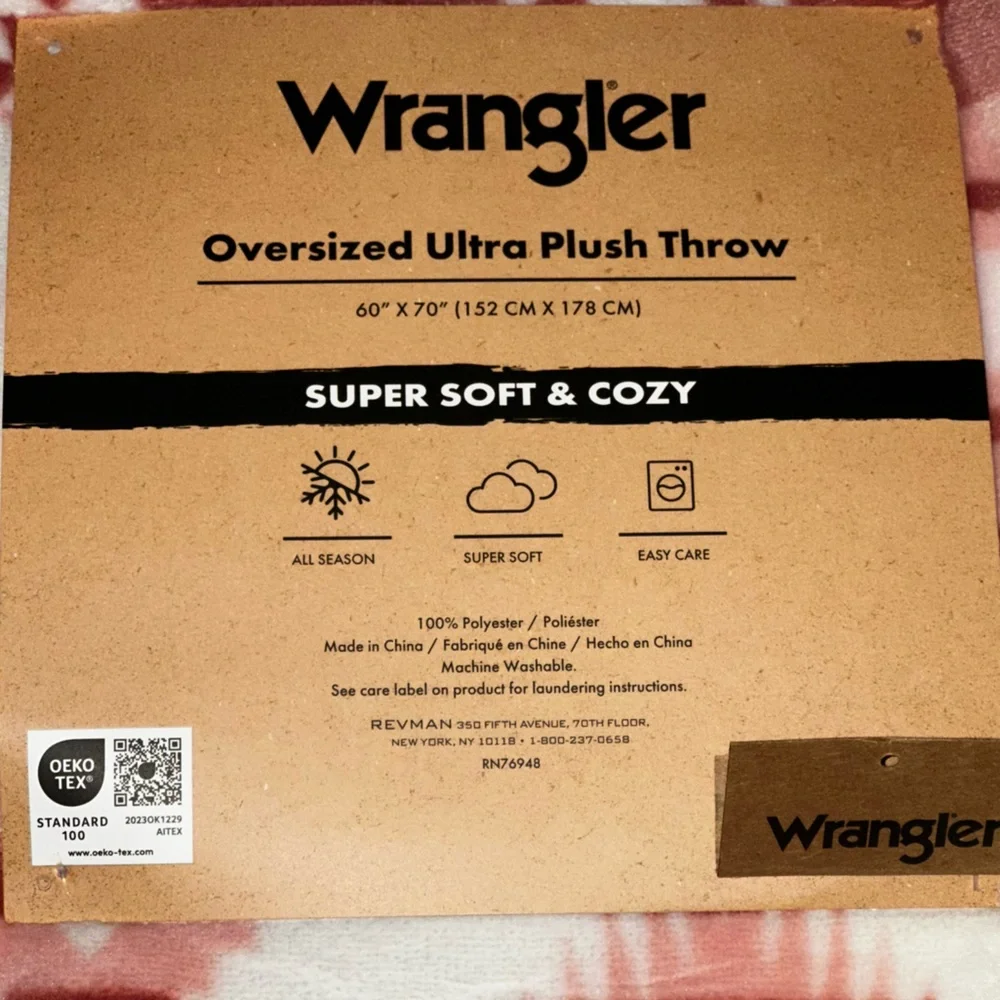 NEW Wrangler Aztec Geometric Oversized Plush Throw Blanket 60”x70”